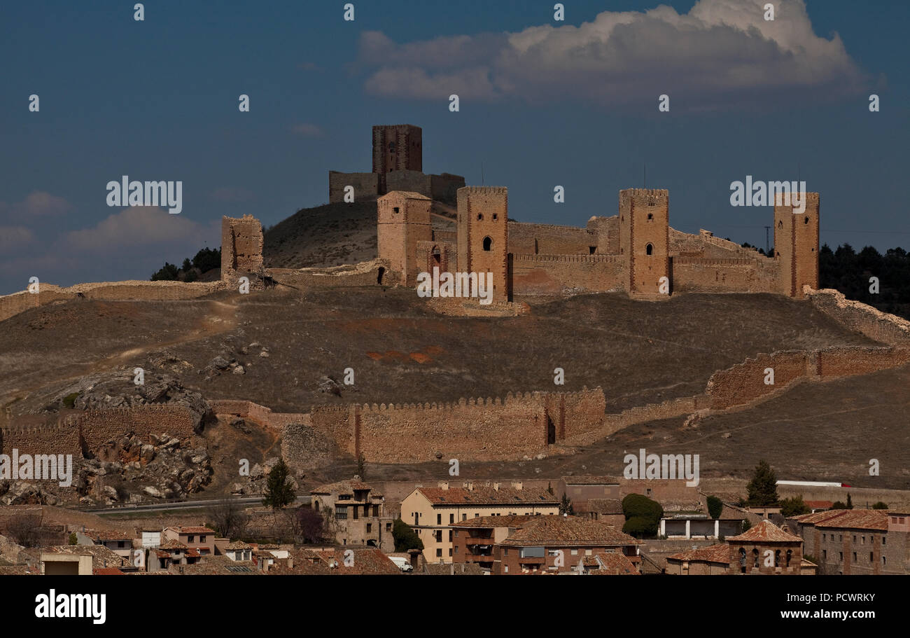 Spanien Molina de Aragón Burg, Gesamtansicht von Süden Foto Stock