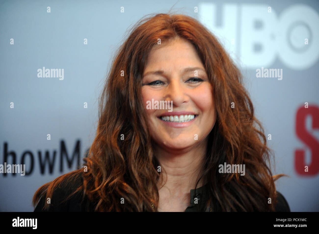 NEW YORK, NY - 11 agosto: Catherine Keener assiste il 'Scome me un eroe' New York proiezione al New York Times Center su agosto 11, 2015 a New York City People: Catherine Keener Foto Stock