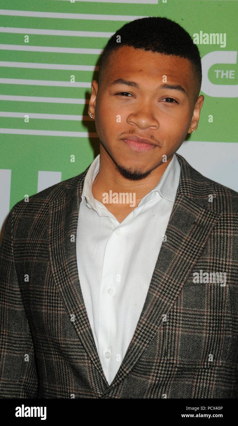 NEW YORK, NY - 14 Maggio: Franz Drameh assiste la rete di CW's New York 2015 iniziali per la presentazione presso l'Hotel di Londra il 14 maggio 2015 in New York City People: Franz Drameh Foto Stock