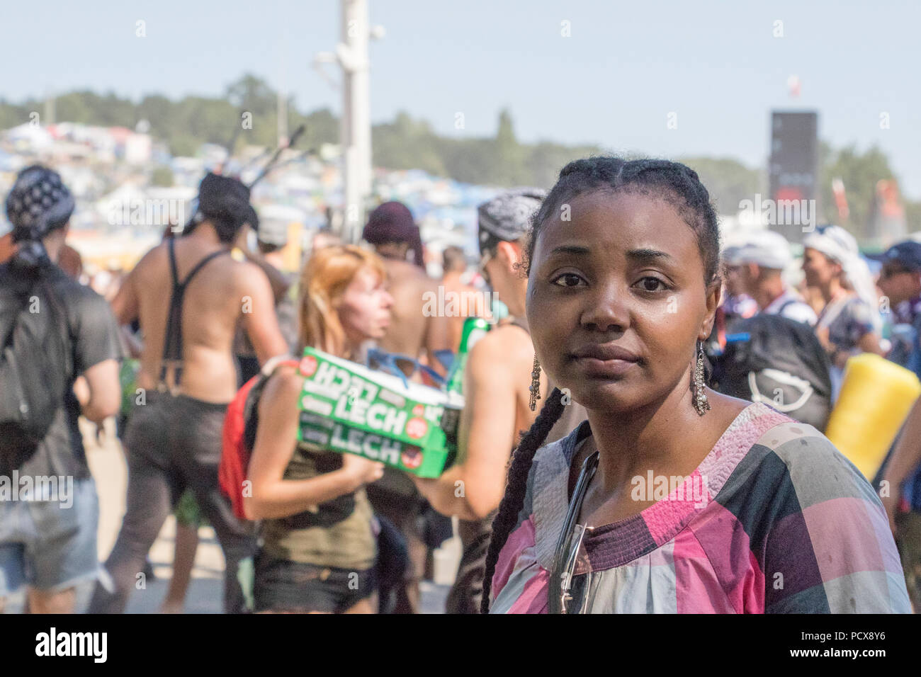 Kostrzyn su Odra, Polonia - 3 agosto 2018. Festival PolandRock uno dei più grandi festival in Europa ha iniziato a. Il ventiquattresimo Pol'e'Rock Festival di Kostrzyn. Foto Stock