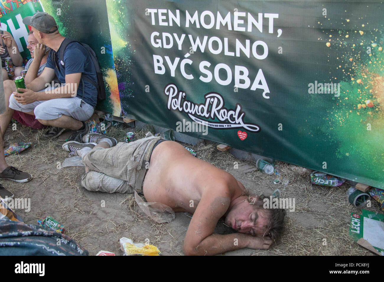 Kostrzyn su Odra, Polonia - 3 agosto 2018. Festival PolandRock uno dei più grandi festival in Europa ha iniziato a. Il ventiquattresimo Pol'e'Rock Festival di Kostrzyn. Foto Stock