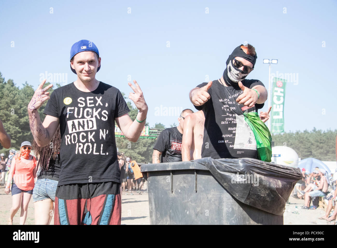 Kostrzyn su Odra, Polonia - 3 agosto 2018. Festival PolandRock uno dei più grandi festival in Europa ha iniziato a. Il ventiquattresimo Pol'e'Rock Festival di Kostrzyn. Foto Stock