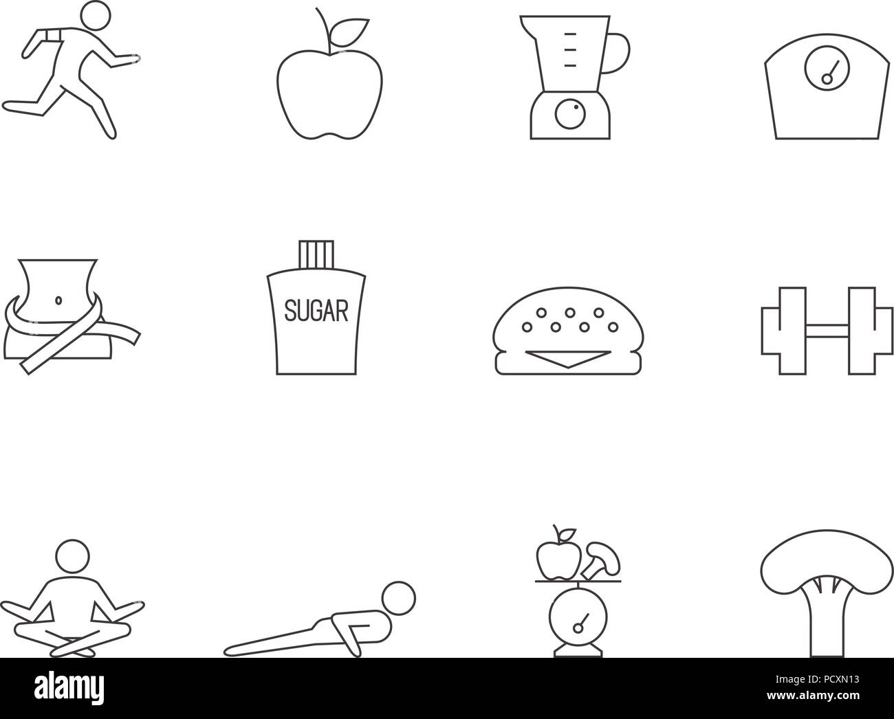 Delineare le icone - la vita sana Illustrazione Vettoriale