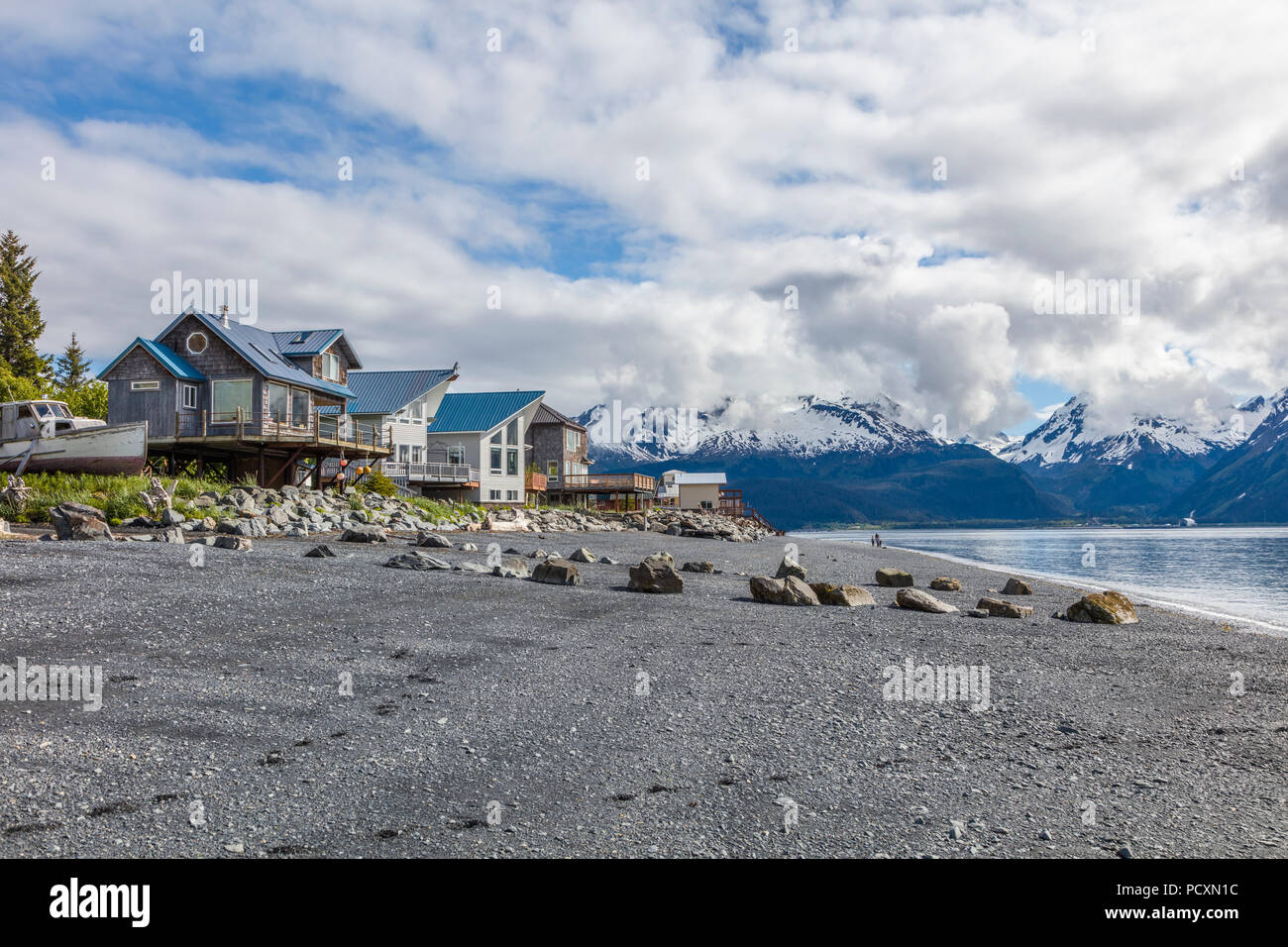 Case sul Lowell punto sulla risurrezione Bay di Seward Alaska Foto Stock