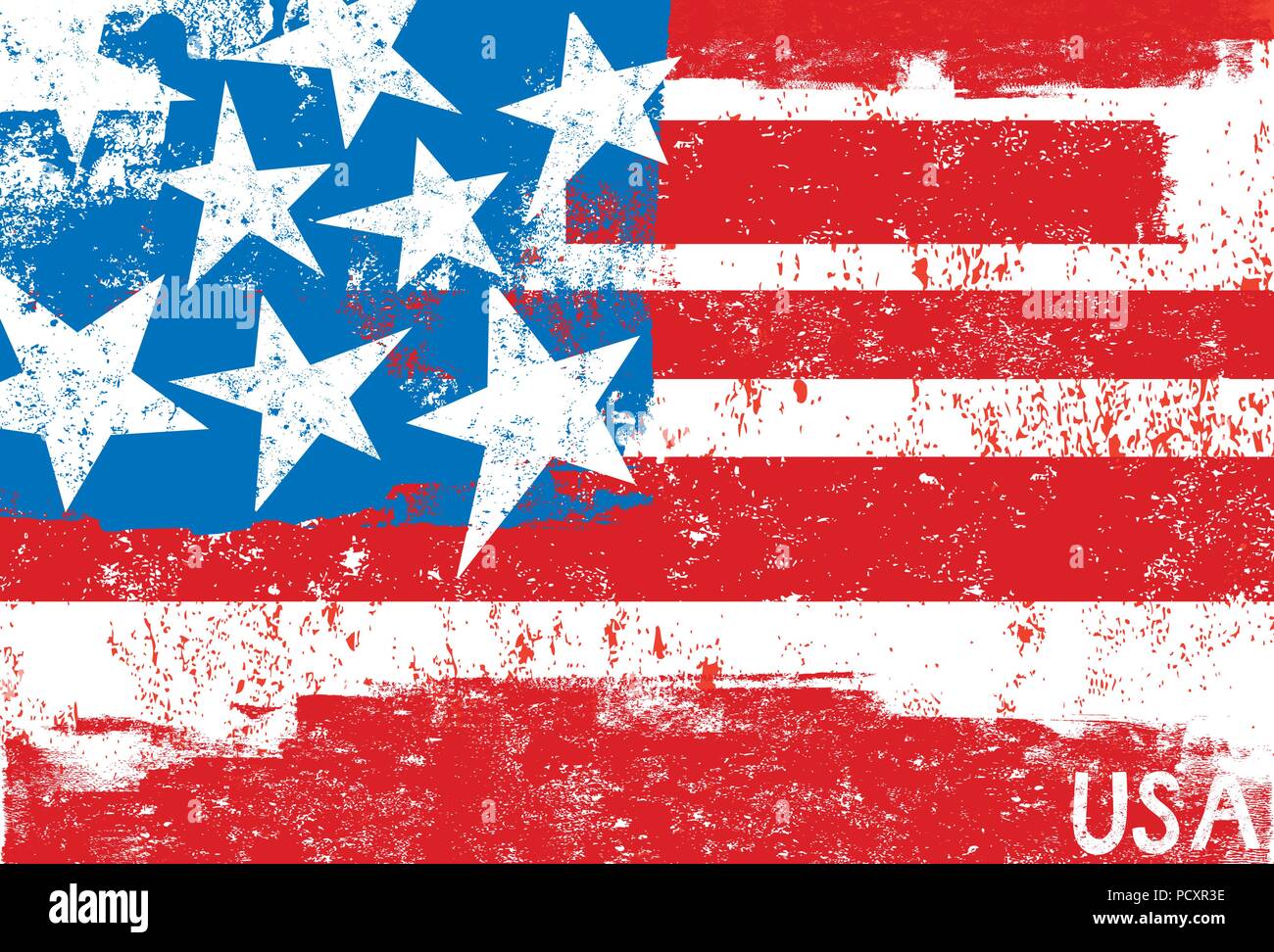Bandiera americana una stilizzata, testurizzata bandiera americana. Illustrazione Vettoriale