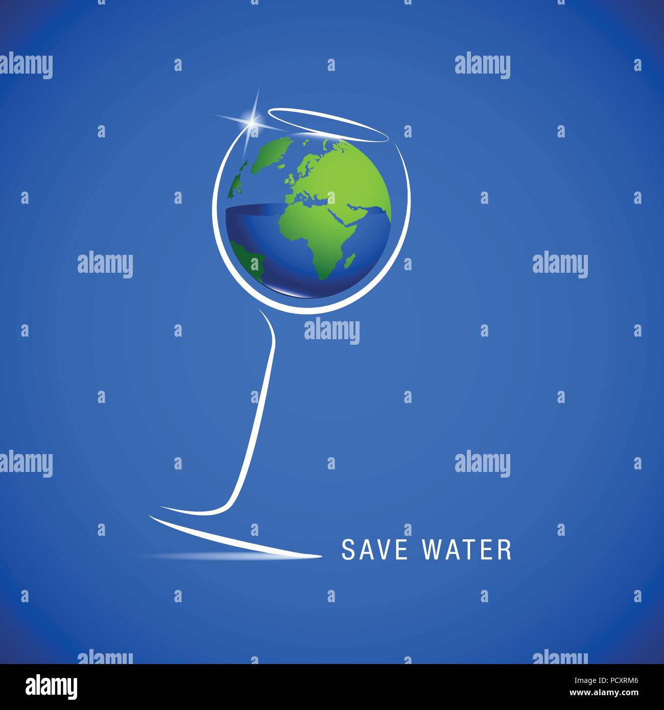 Risparmio di acqua per la massa in vetro illustrazione vettoriale Illustrazione Vettoriale