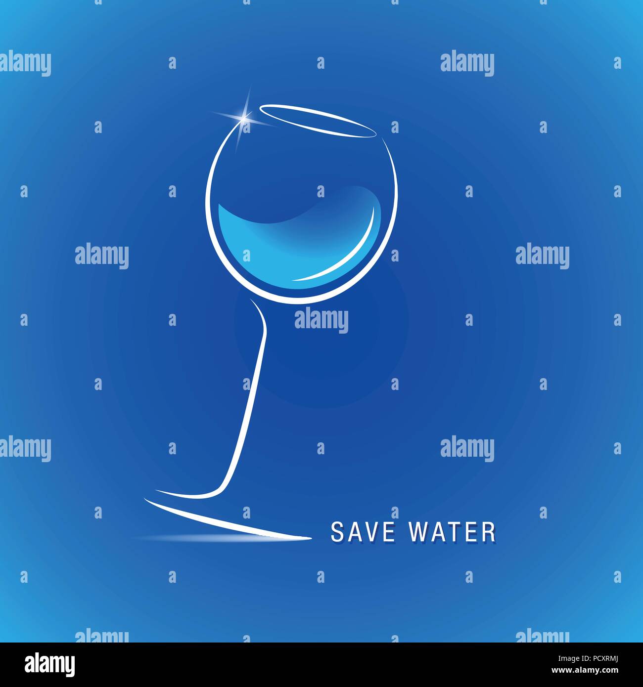 Salvataggio di fresca acqua blu in vetro illustrazione vettoriale Illustrazione Vettoriale