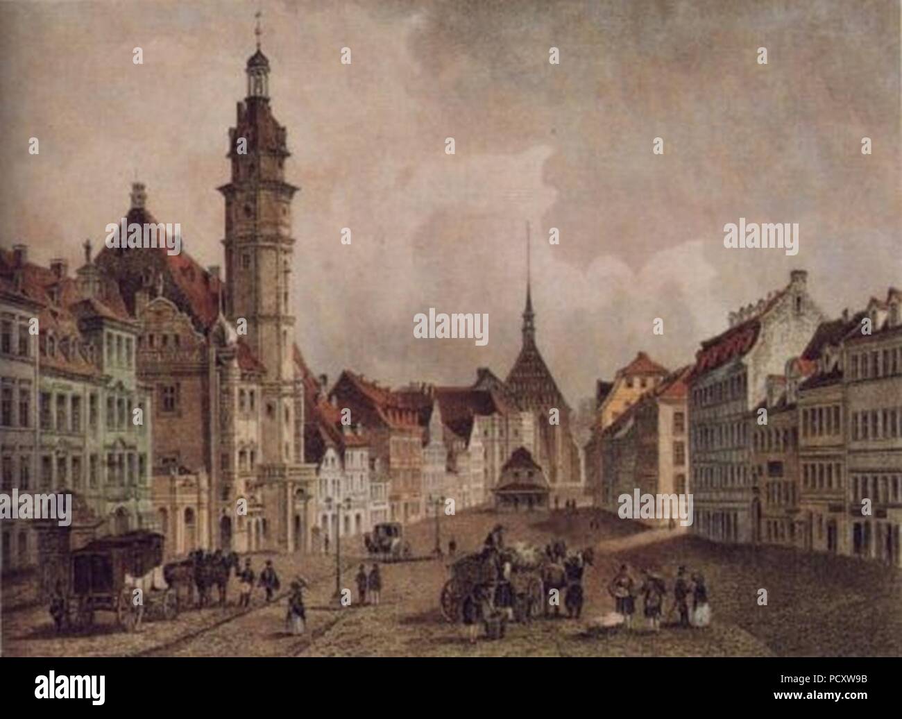 Mercato di Altenburg circa 1850. Foto Stock