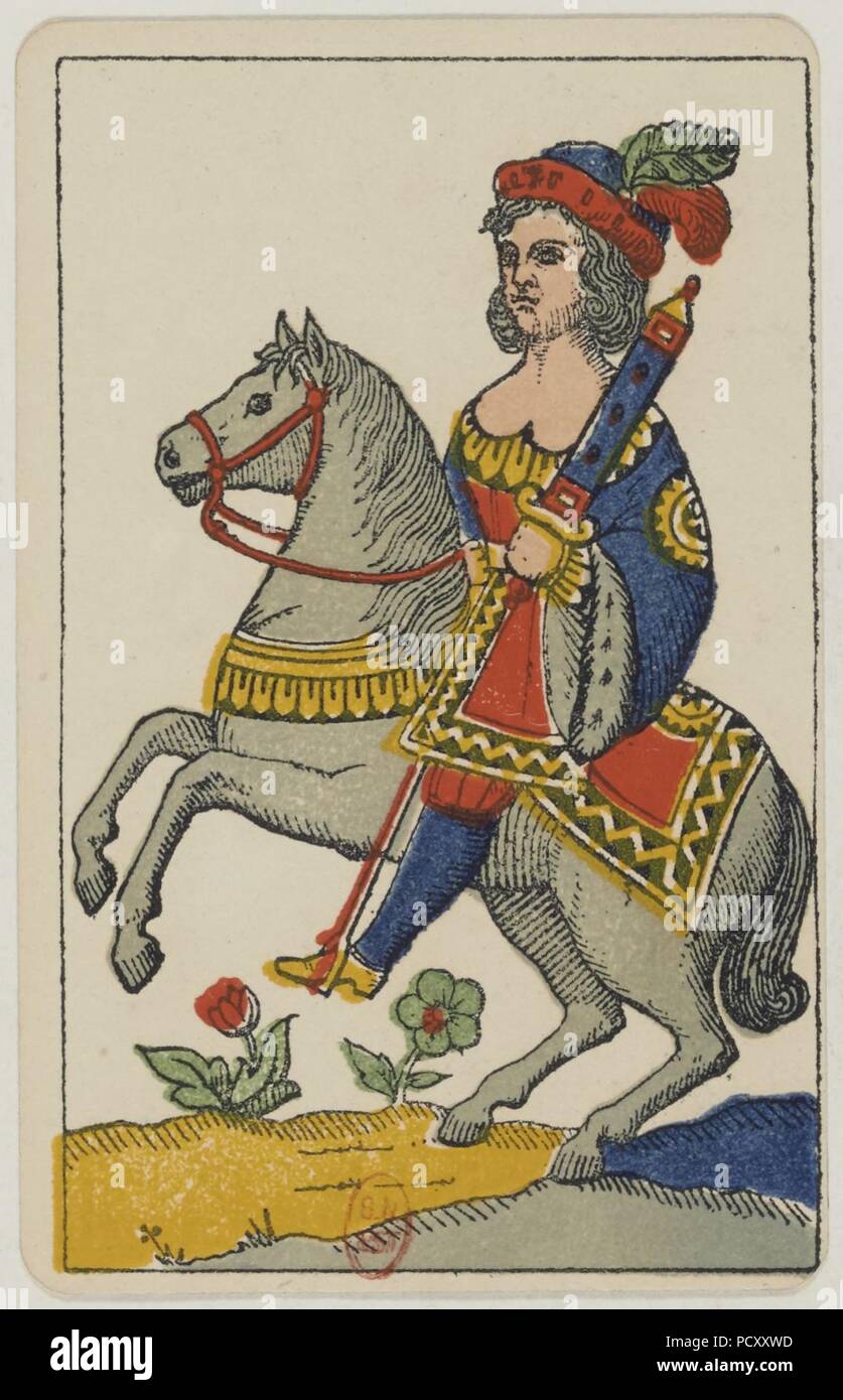 Aluette mazzo di carte - Grimaud - 1858-1890 - Cavaliere di spade Foto  stock - Alamy