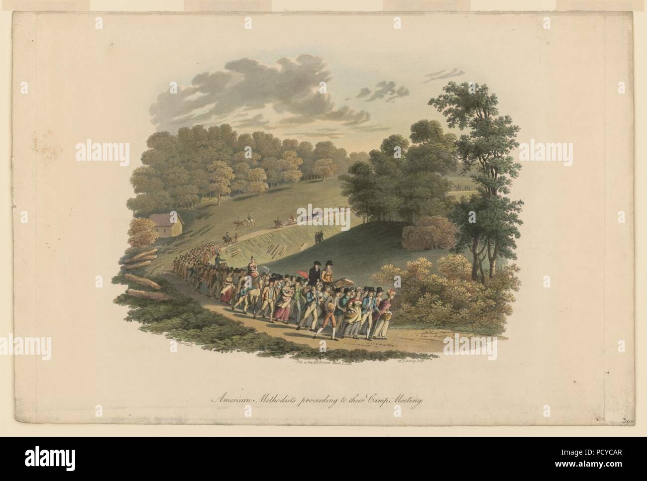 American metodisti di procedere al loro accampamento incontro - J. Milbert del. ; M. Dubourg sculp. Foto Stock