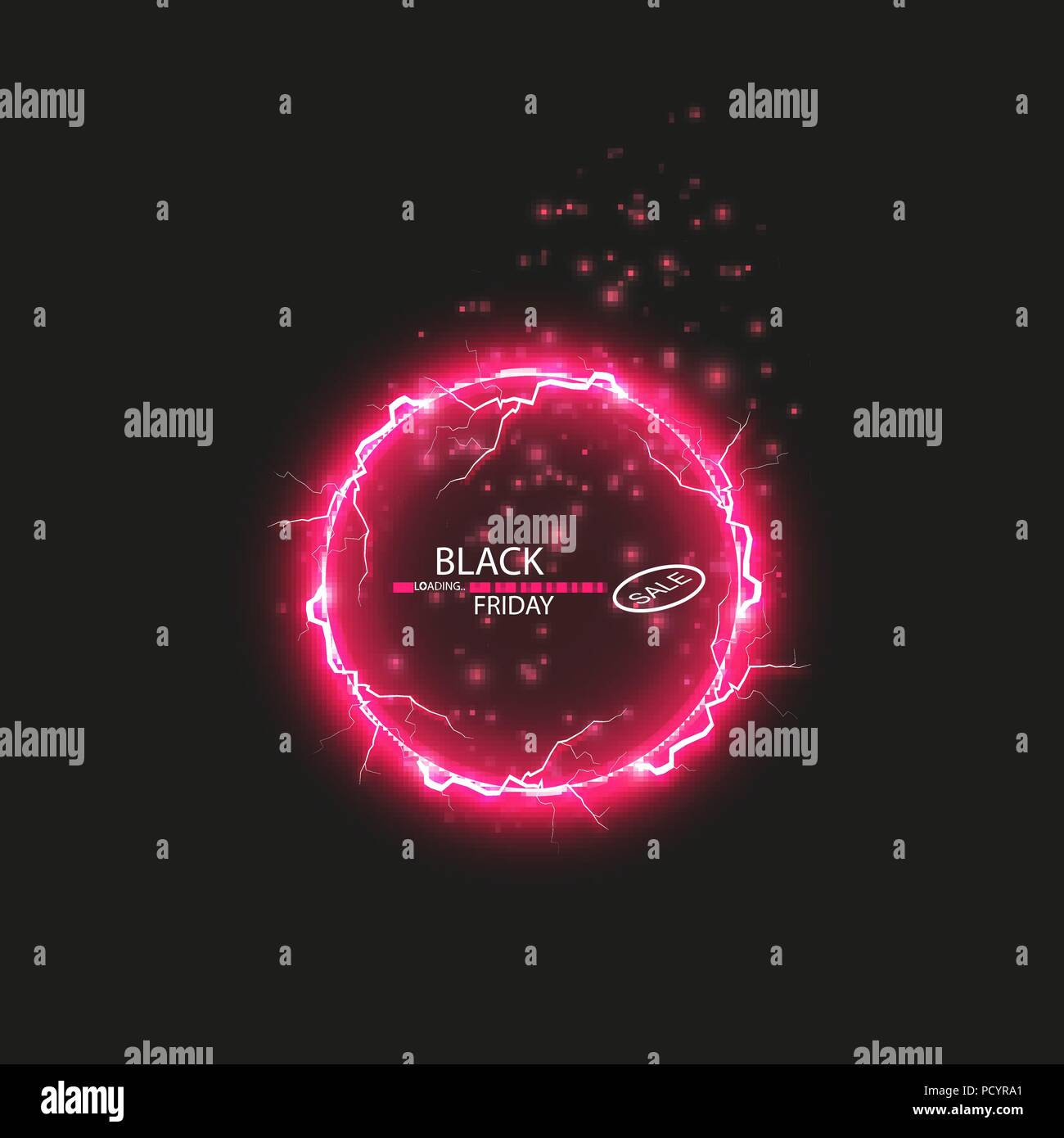Venerdì nero vendita banner con brillante rotondo sfondo astratto Illustrazione Vettoriale