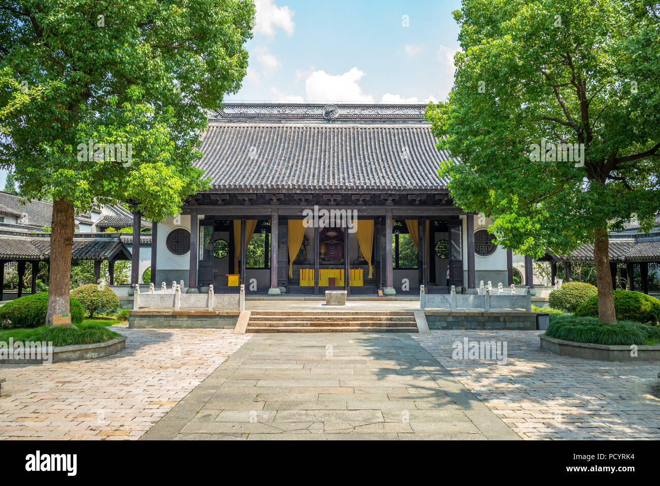 Vista della facciata del tempio di generale wu in Wuzhen Foto Stock