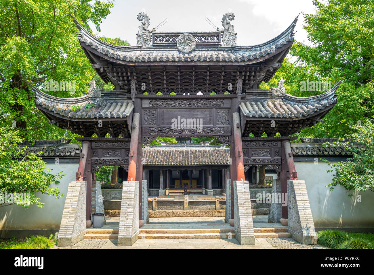 Vista della facciata del tempio di generale wu in Wuzhen Foto Stock