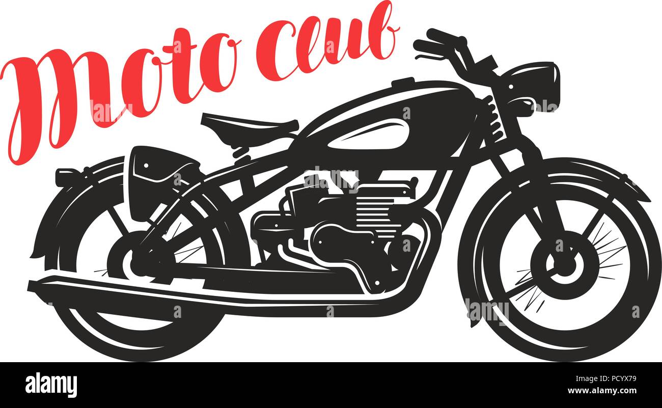 Motocicletta motocicletta silhouette. Moto Club logo o etichetta. Illustrazione Vettoriale Illustrazione Vettoriale