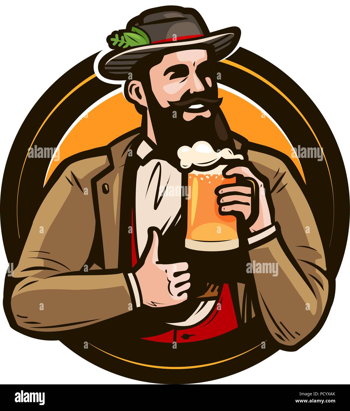 La Birra Birreria pub, logo o etichetta. Oktoberfest emblema. Illustrazione Vettoriale Illustrazione Vettoriale