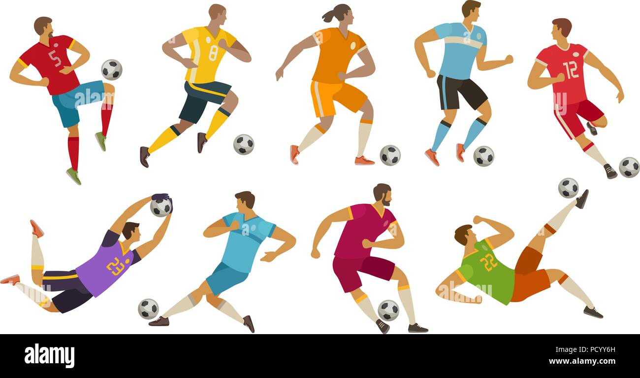 I giocatori di calcio. Sport concept. Fumetto illustrazione vettoriale Illustrazione Vettoriale