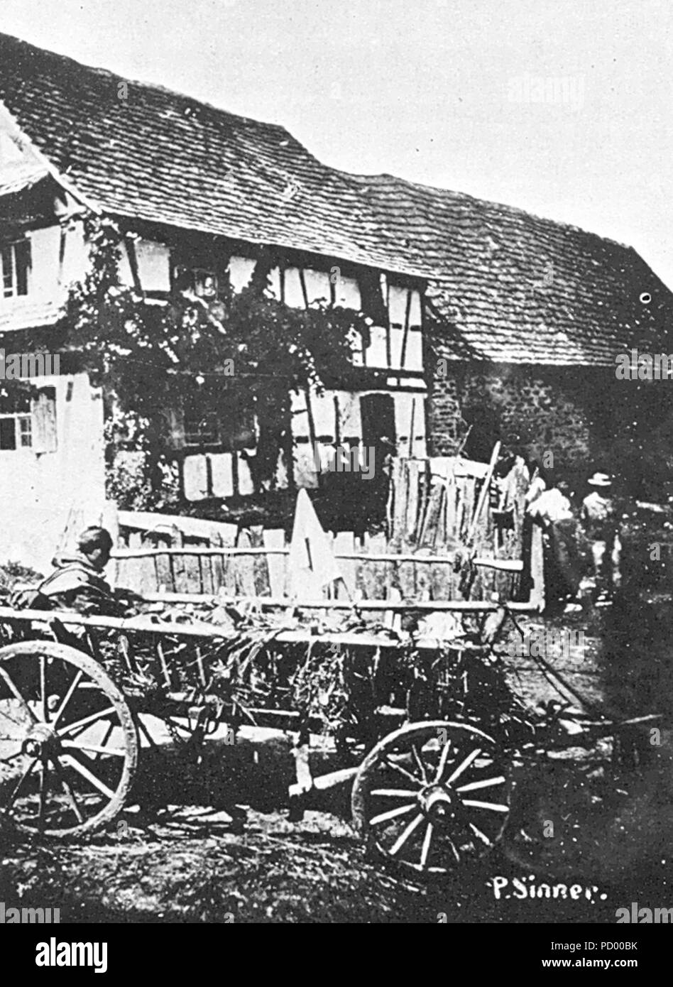 Ambulanz zu Fröschweiler Agosto 1870 - Wagen mit Schwerverwundeten. Foto Stock