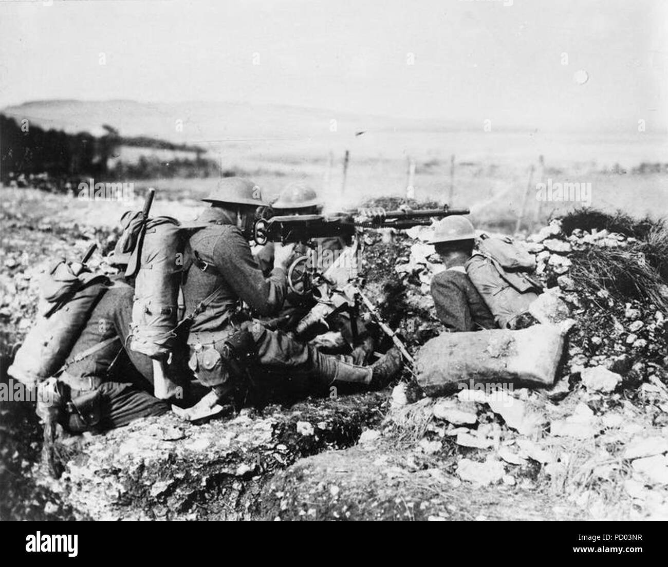 American Hotchkiss pistola in azione, Fronte occidentale Q57006. Foto Stock