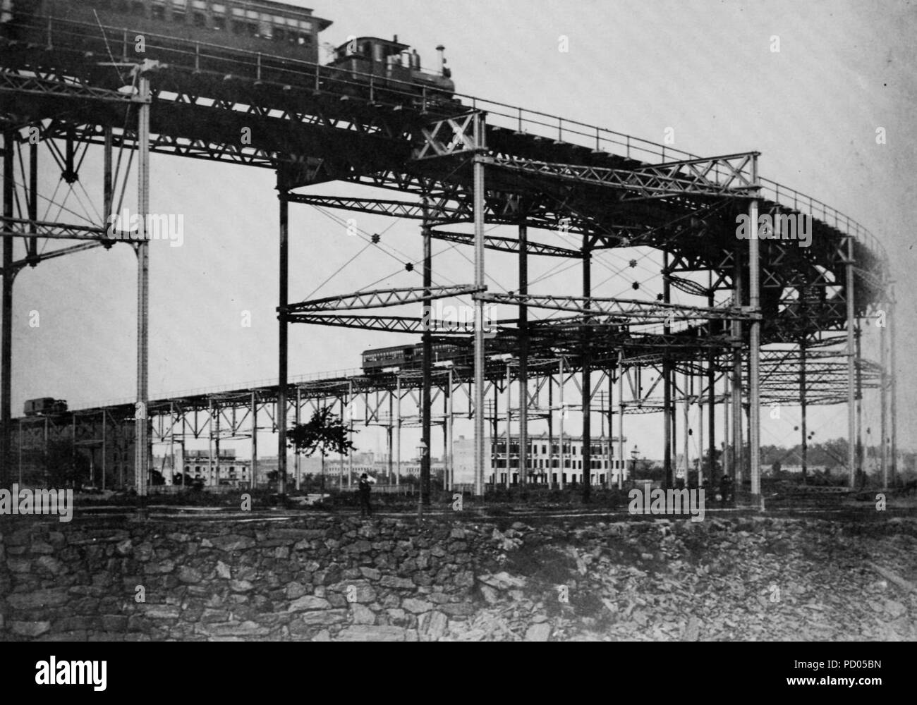 Fotografia Amerikanischer um 1889 - Die S-Kurve bei der 110th Street Foto Stock