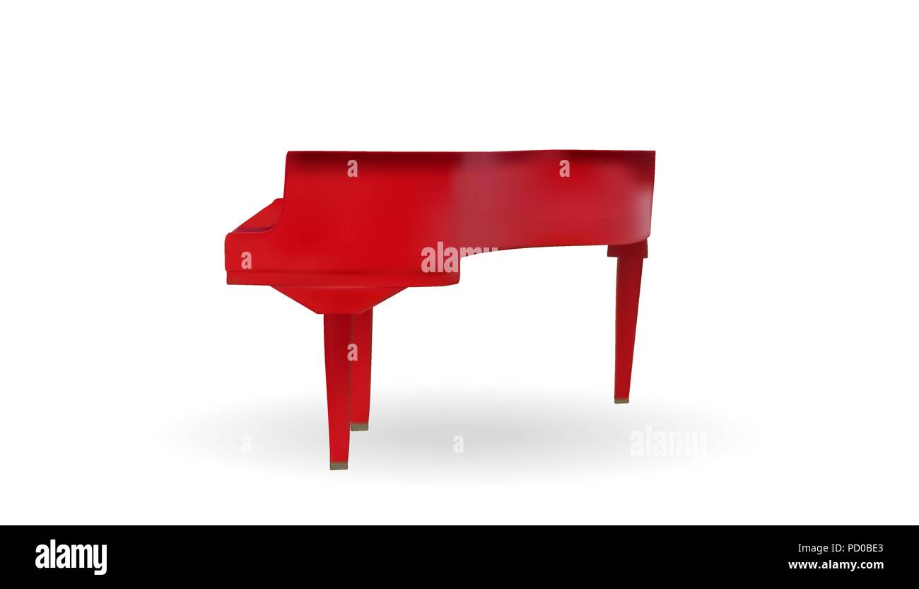 Rosso naturalistico pianoforte su sfondo bianco. Illustrazione Vettoriale Illustrazione Vettoriale