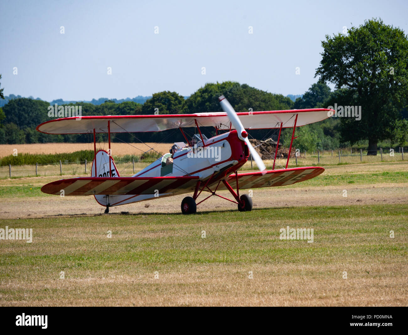 Tigermoth bi-plane aeromobile, Headcorn, Kent, Regno Unito Foto Stock