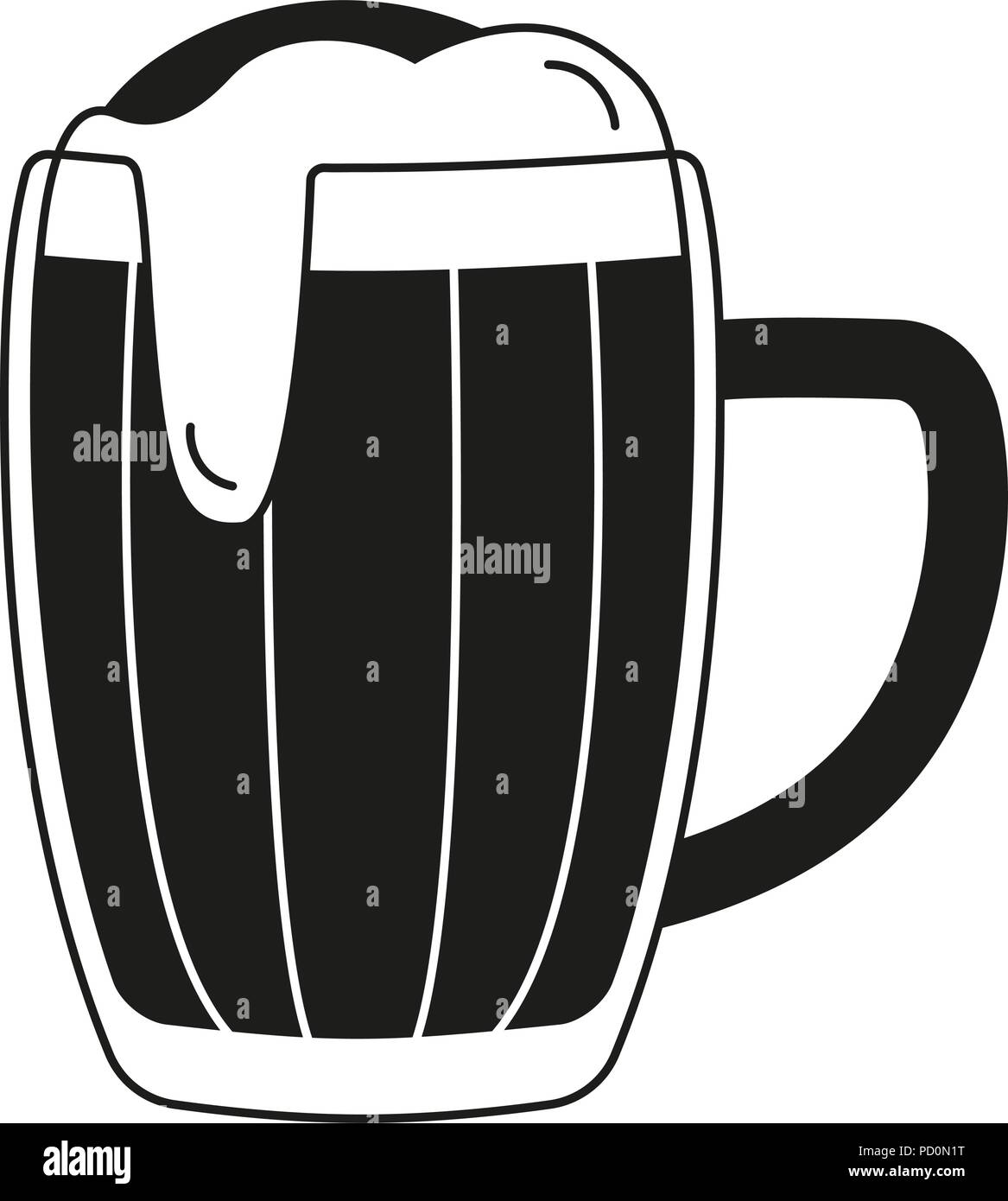 Bianco e nero boccale di birra silhouette Illustrazione Vettoriale