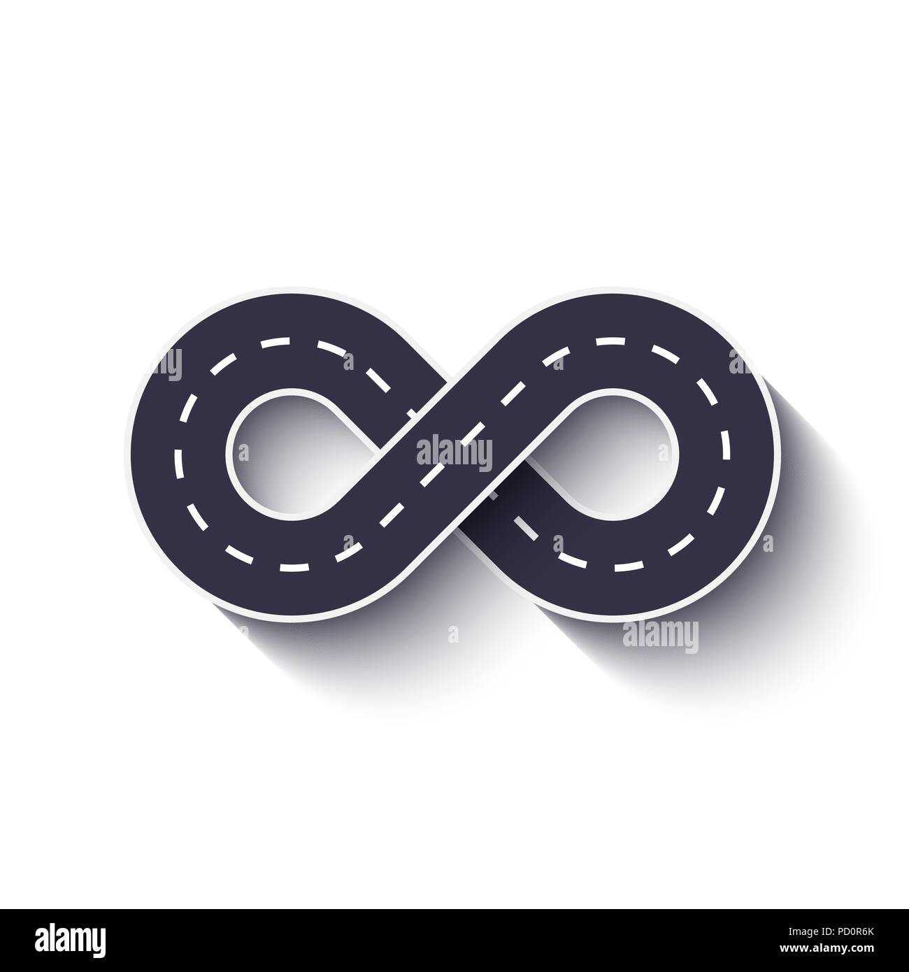 Infinito Icona su strada su un isolato bianco sullo sfondo. EPS vettoriali 10 Illustrazione Vettoriale