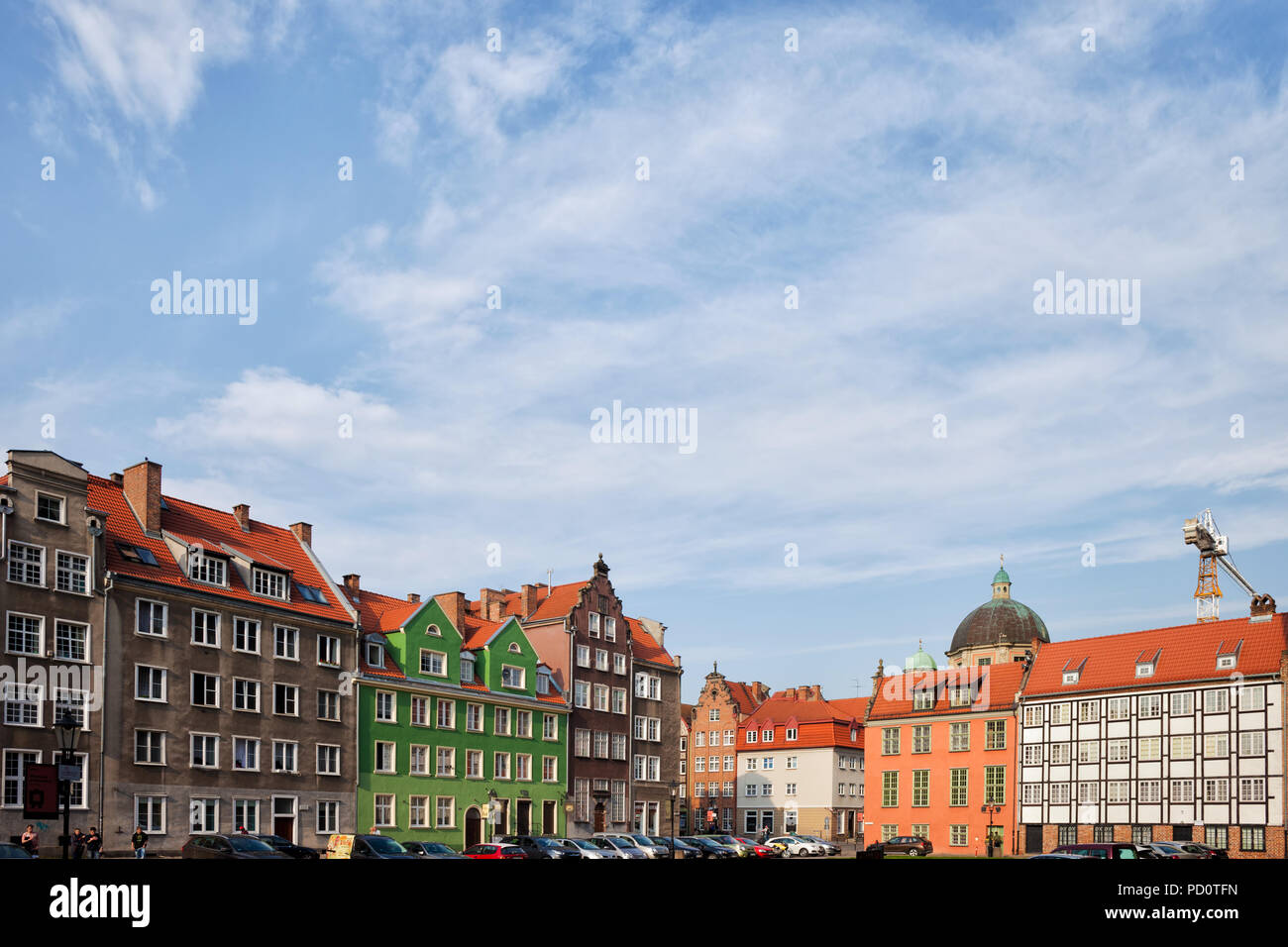 La Polonia, la città di Gdansk, tenement case ed edifici di appartamenti nel centro storico della città Foto Stock