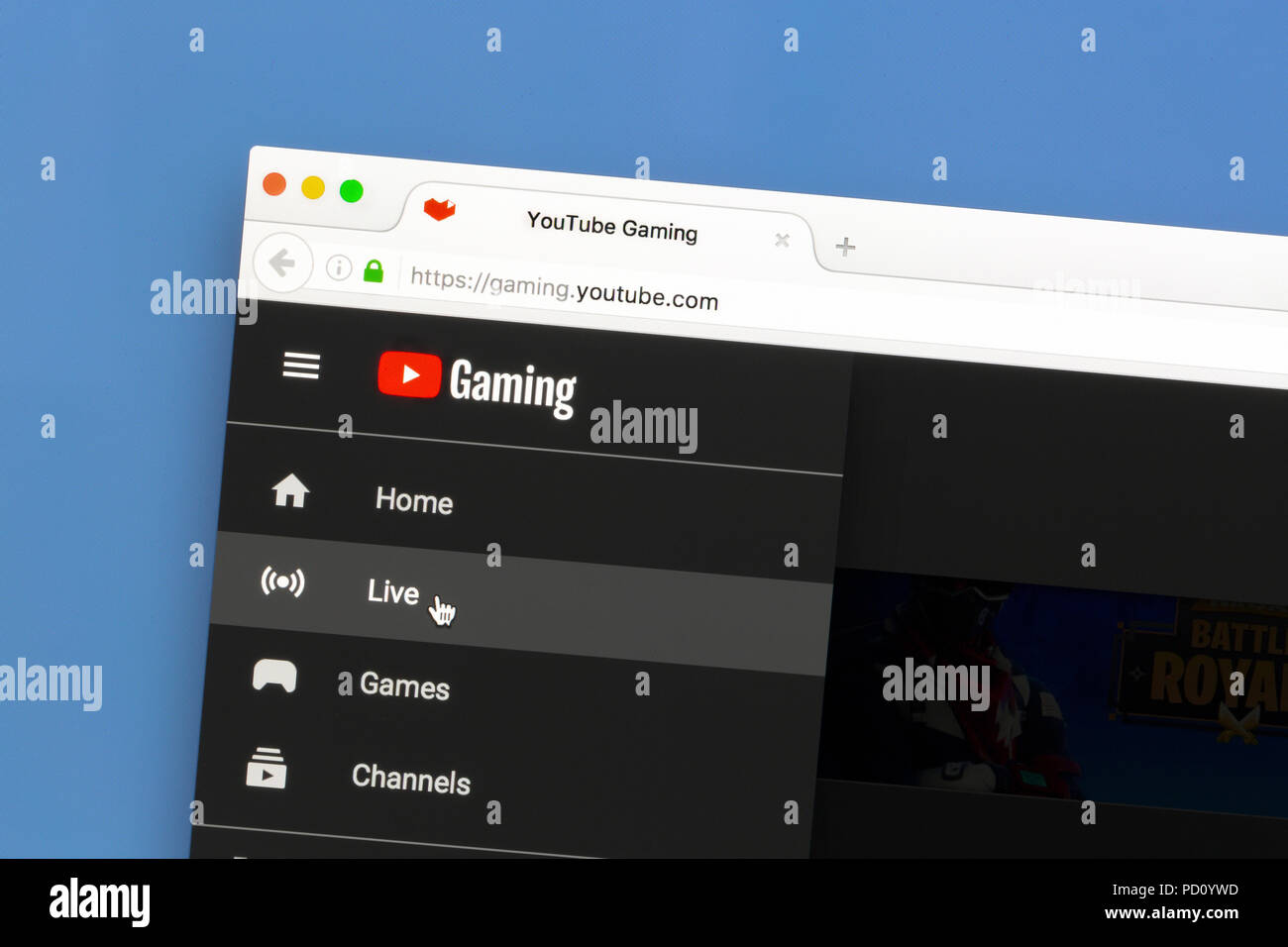 YouTube sito web di gioco sullo schermo di un computer. Youtube è il più grande video-sito di condivisione. Foto Stock