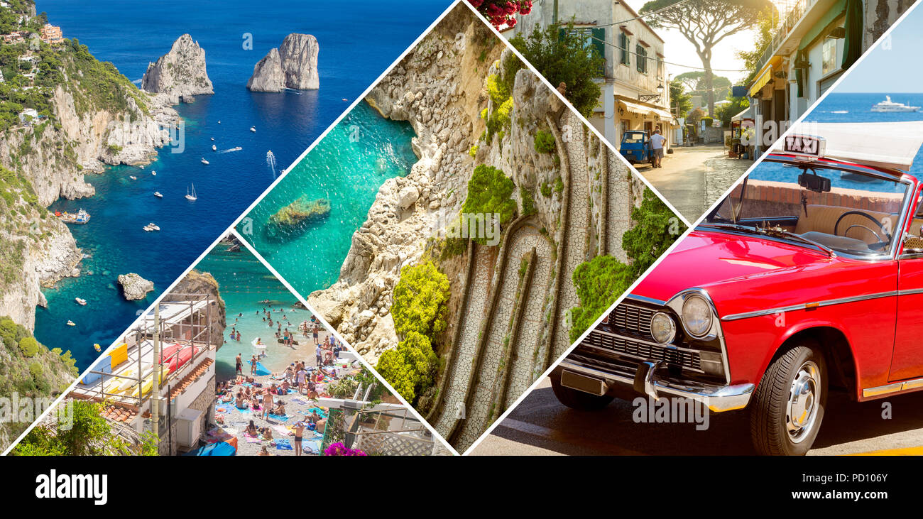 Collage di Isola di Capri in Italia Foto Stock
