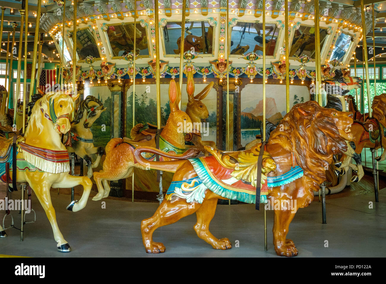 Managerie Dentzel Carousel, Glen Echo Park, il MacArthur Boulevard, Glen Echo, Maryland Foto Stock