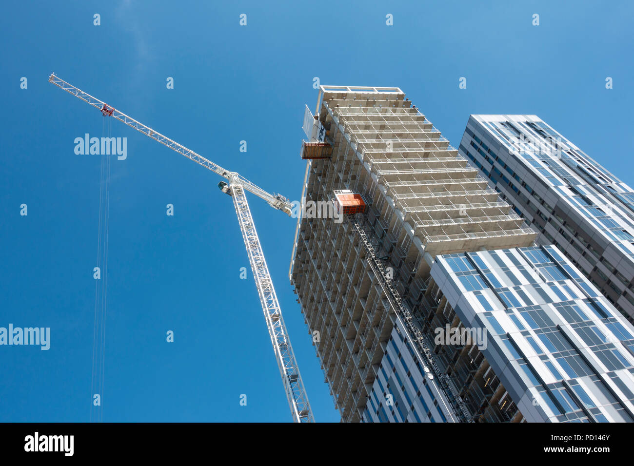 Nuovo alti edifici in costruzione in MediaCityUK Foto Stock