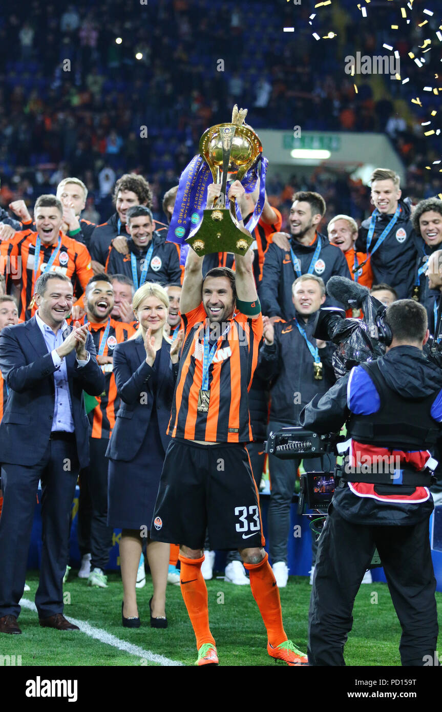 KHARKIV, Ucraina - 17 Maggio 2017: FC Shakhtar Donetsk - il vincitore della Coppa di Ucraina 2017. Shakhtar ha vinto 1-0 nel finale di partita contro la Dynamo Kyiv a OS Foto Stock