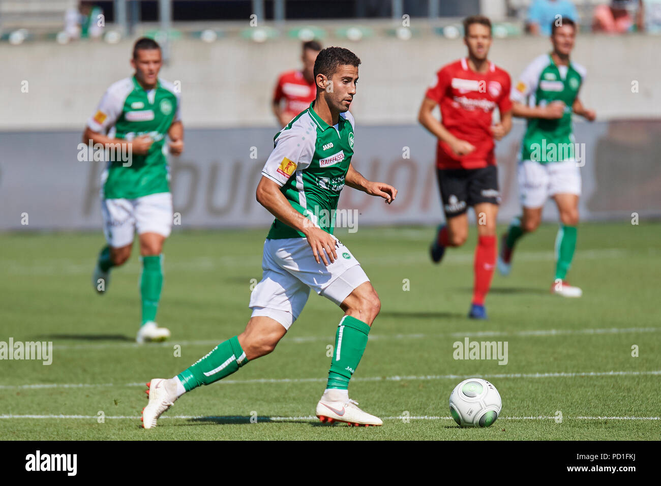 San Gallo, Svizzera. 5 agosto 2018. Nassim Ben Khalifa durante il Raiffeisen Super League FC SAN GALLO vs FC Thun. Credito: Rolf Simeone/Alamy Live News Foto Stock