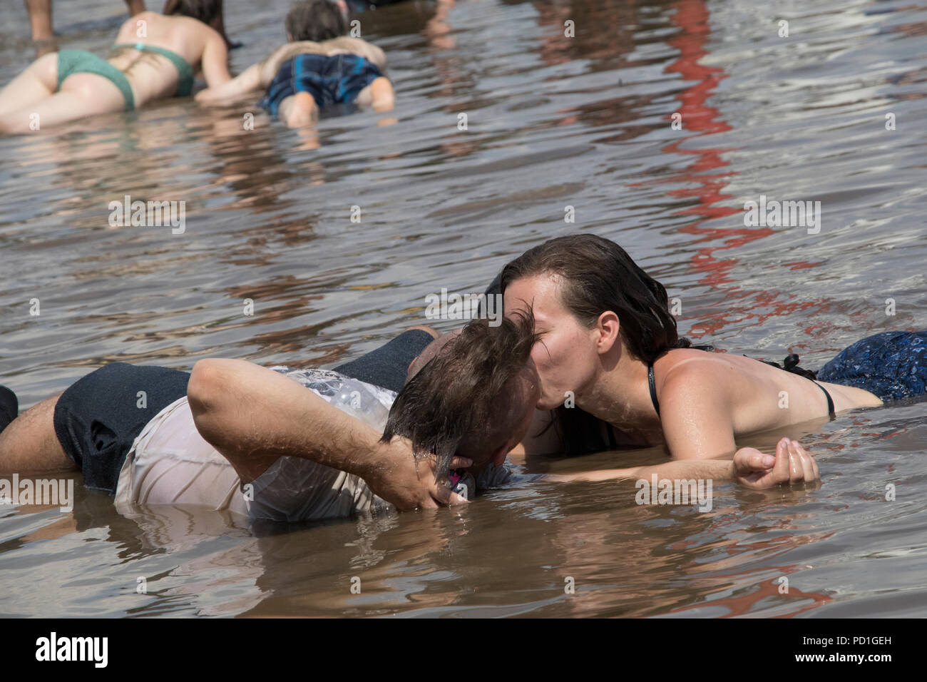 Kostrzyn su Odra, Polonia - 4 agosto 2018. Festival PolandRock uno dei più grandi festival in Europa ha iniziato a. Il ventiquattresimo Pol'e'Rock Festival di Kostrzyn. Foto Stock