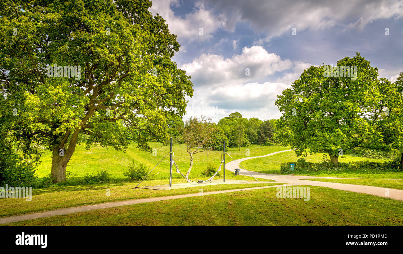 Viste della Morton Stanley Park a Redditch, Worcestershire. Foto Stock