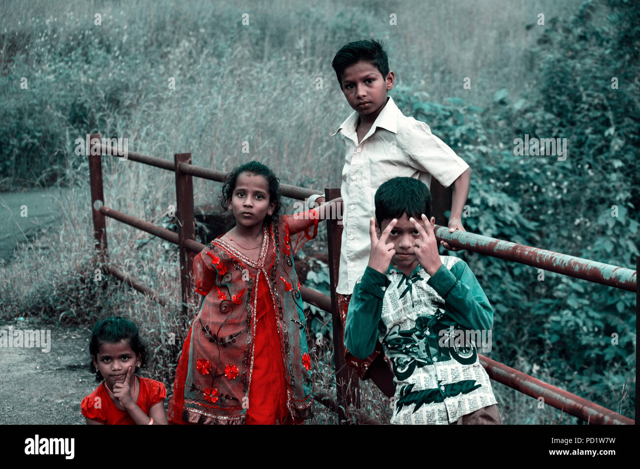 INDIAN poveri bambini Foto Stock