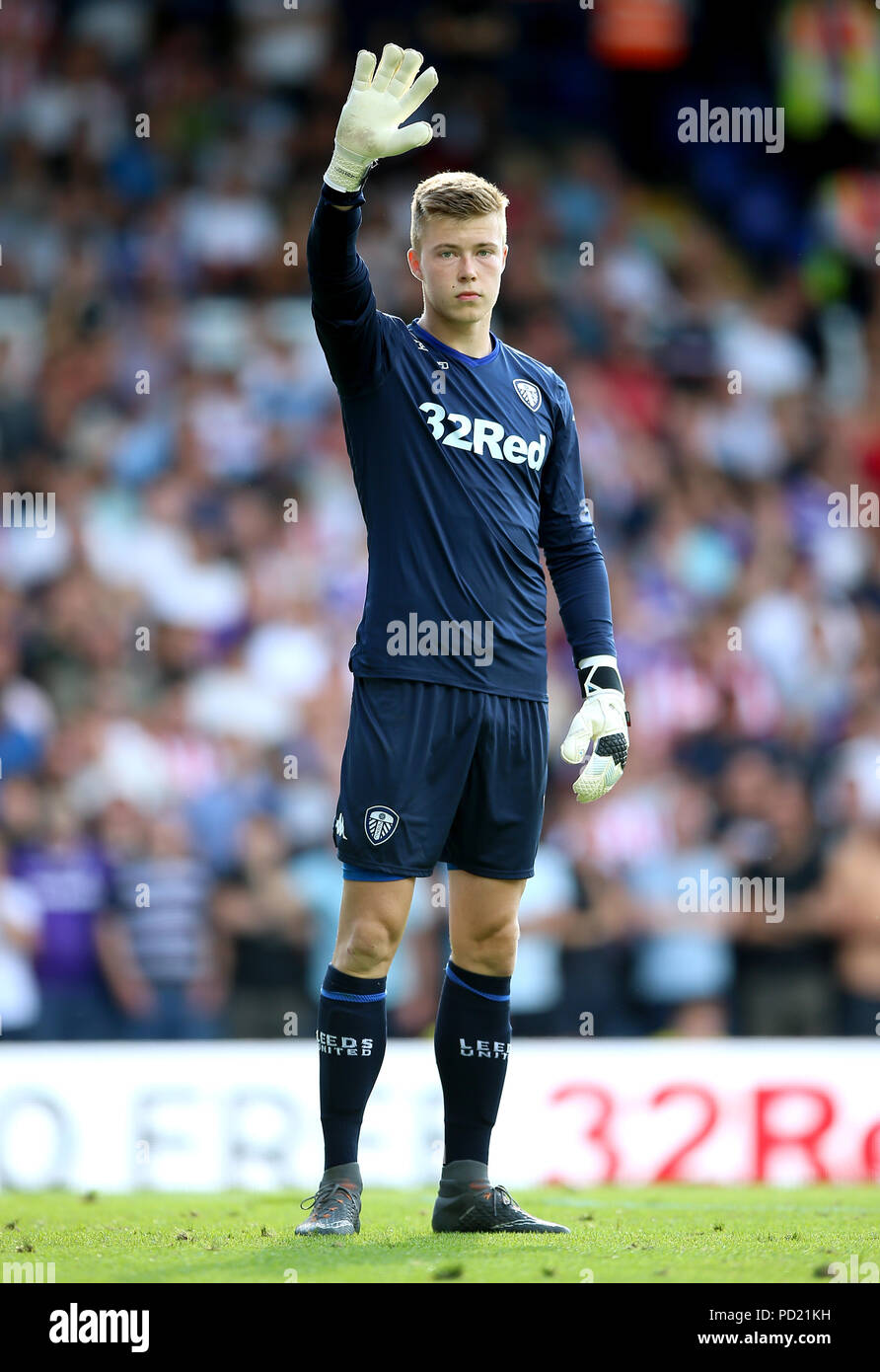 Leeds United Portiere Bailey Peacock-Farrell durante il cielo di scommessa match del campionato a Elland Road, Leeds. Foto Stock