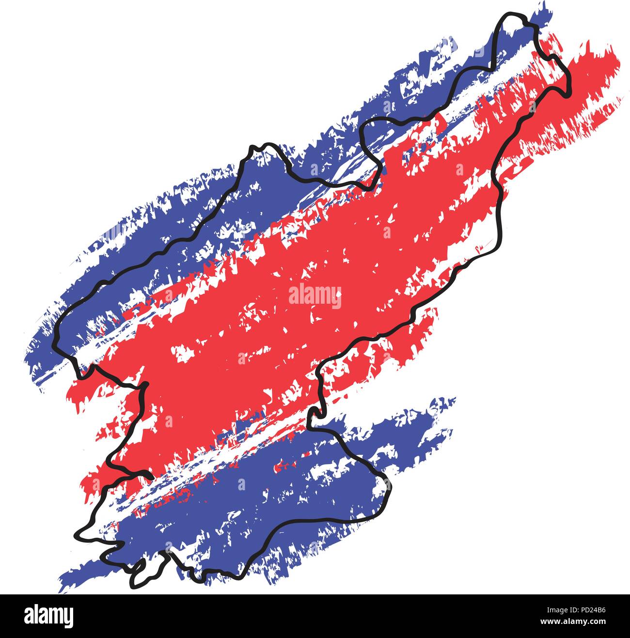 Schizzo di una mappa della Corea del Nord Illustrazione Vettoriale