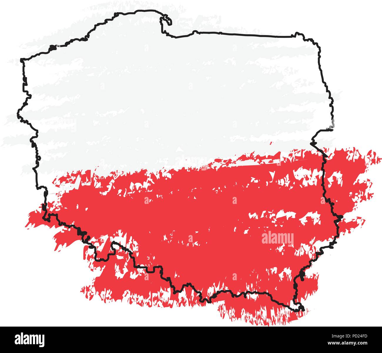 Schizzo di una mappa di Polonia Illustrazione Vettoriale