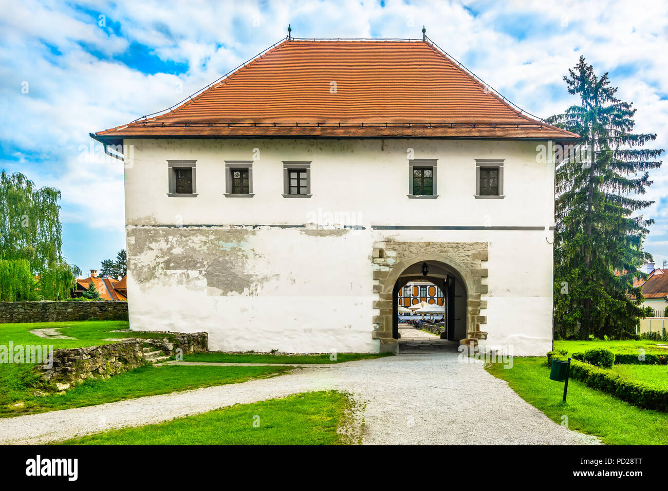 Vista panoramica a Varazdin antichi monumenti nel centro nord della Croazia. Foto Stock