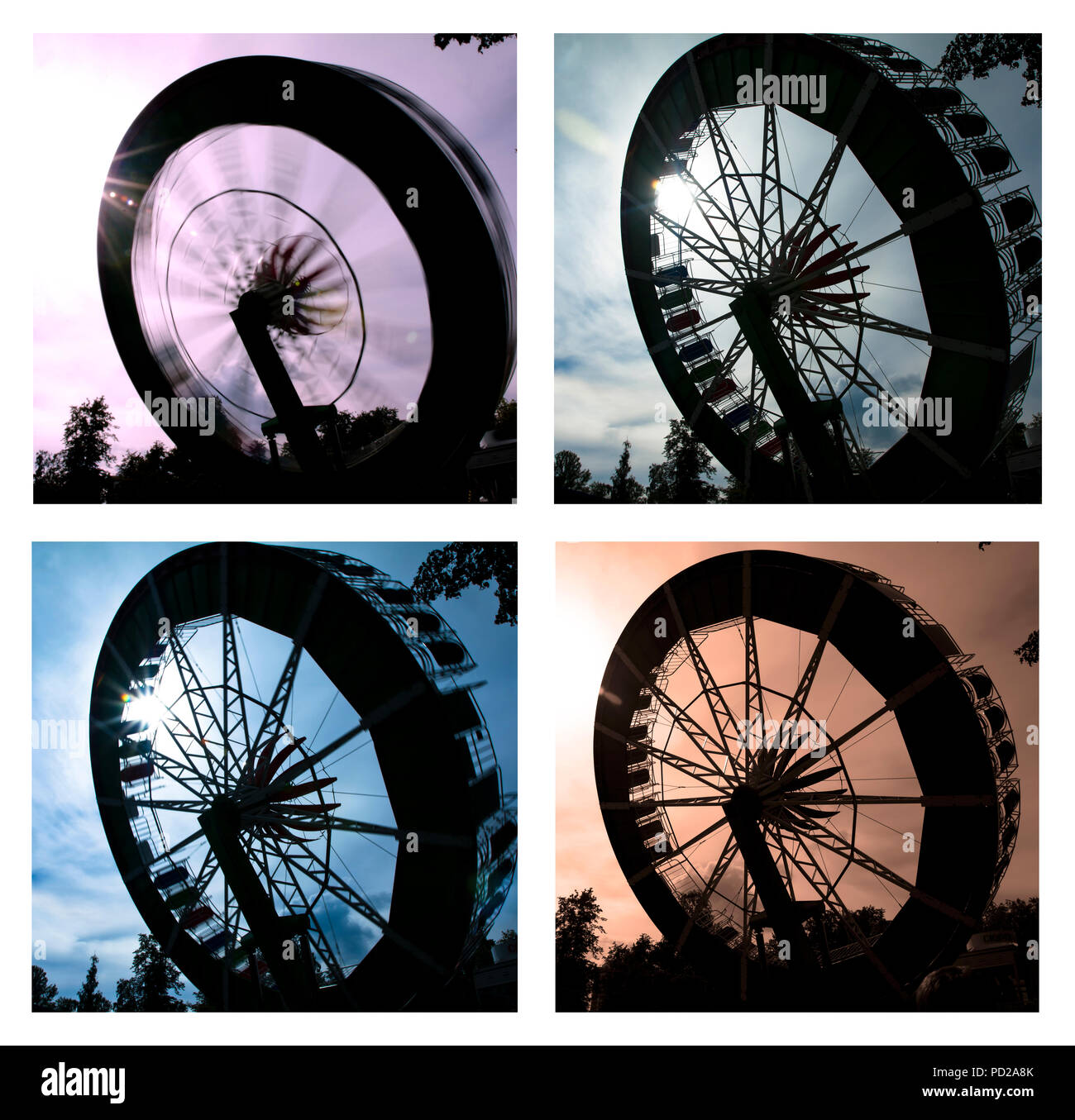 Collage di bellissima giostra giro in moto Foto Stock