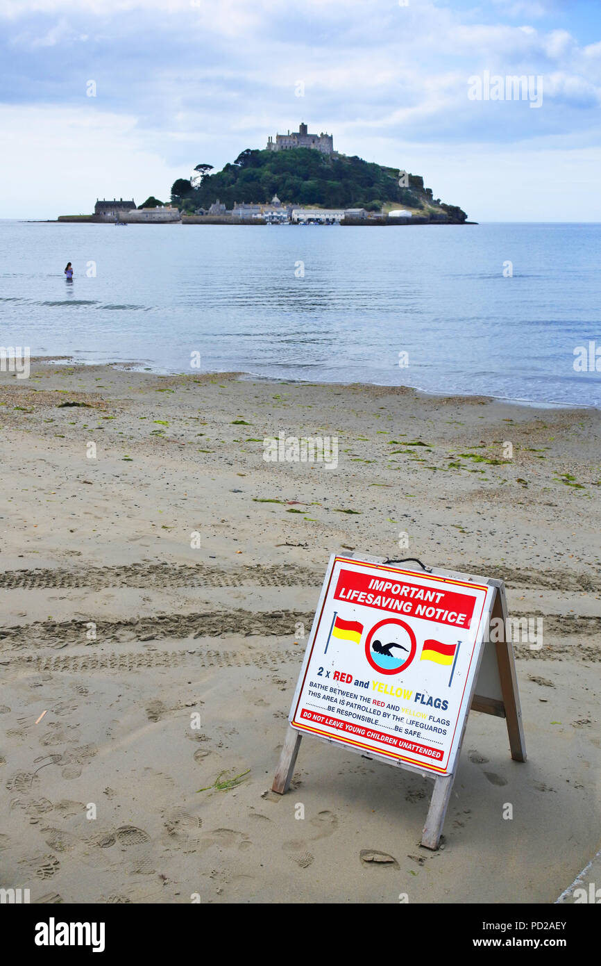 Un avviso scheda di consulenza sulla sicurezza di nuoto - Giovanni Gollop Foto Stock