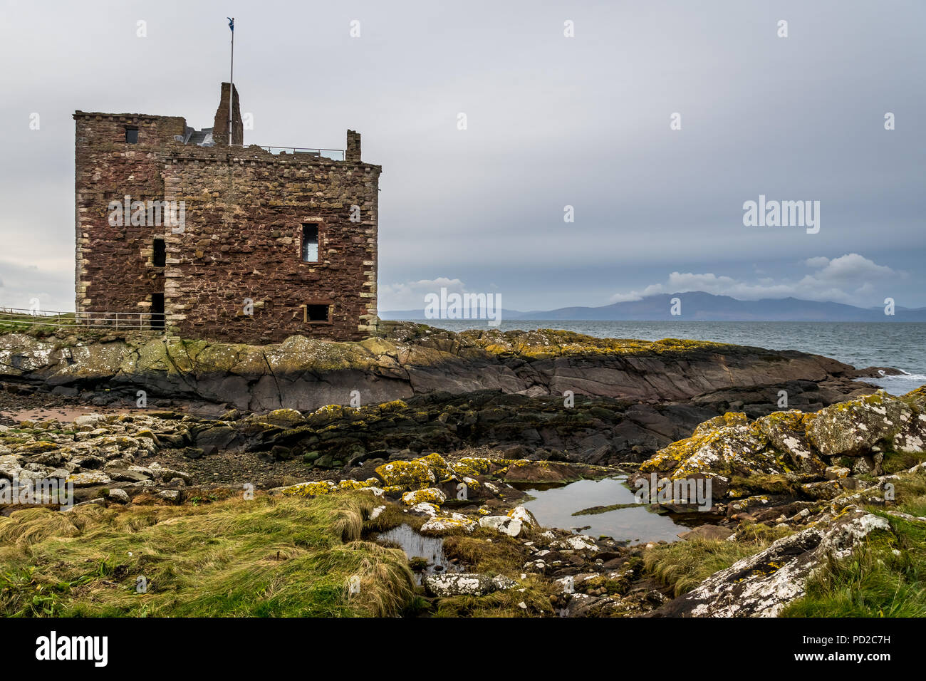 Il castello di Portencross, Portencross, Ayrshire, in Scozia, Regno Unito, 7 novembre 2017. Il castello di Portencross Ayrshire. Foto Stock