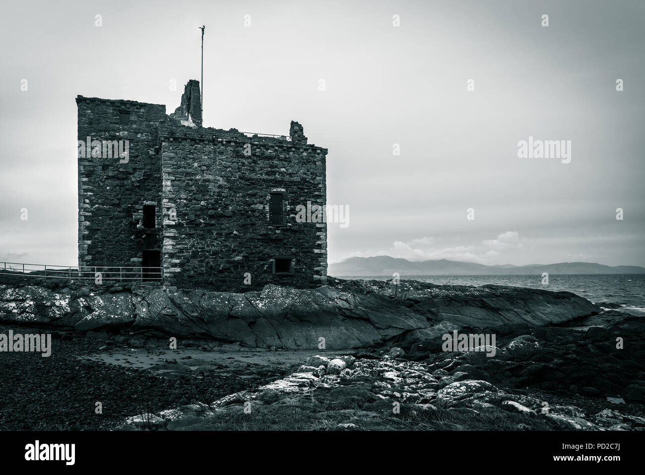 Il castello di Portencross, Portencross, Ayrshire, in Scozia, Regno Unito, 7 novembre 2017. Il castello di Portencross Ayrshire. Foto Stock