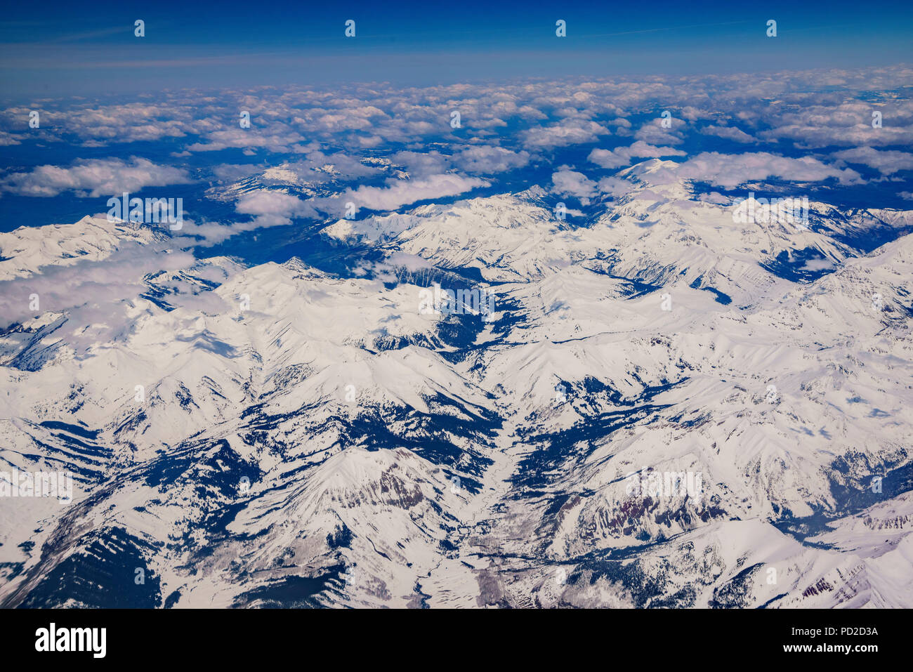 Vista aerea di snowy italiano montagna vicino a Denver, Colorado Foto Stock