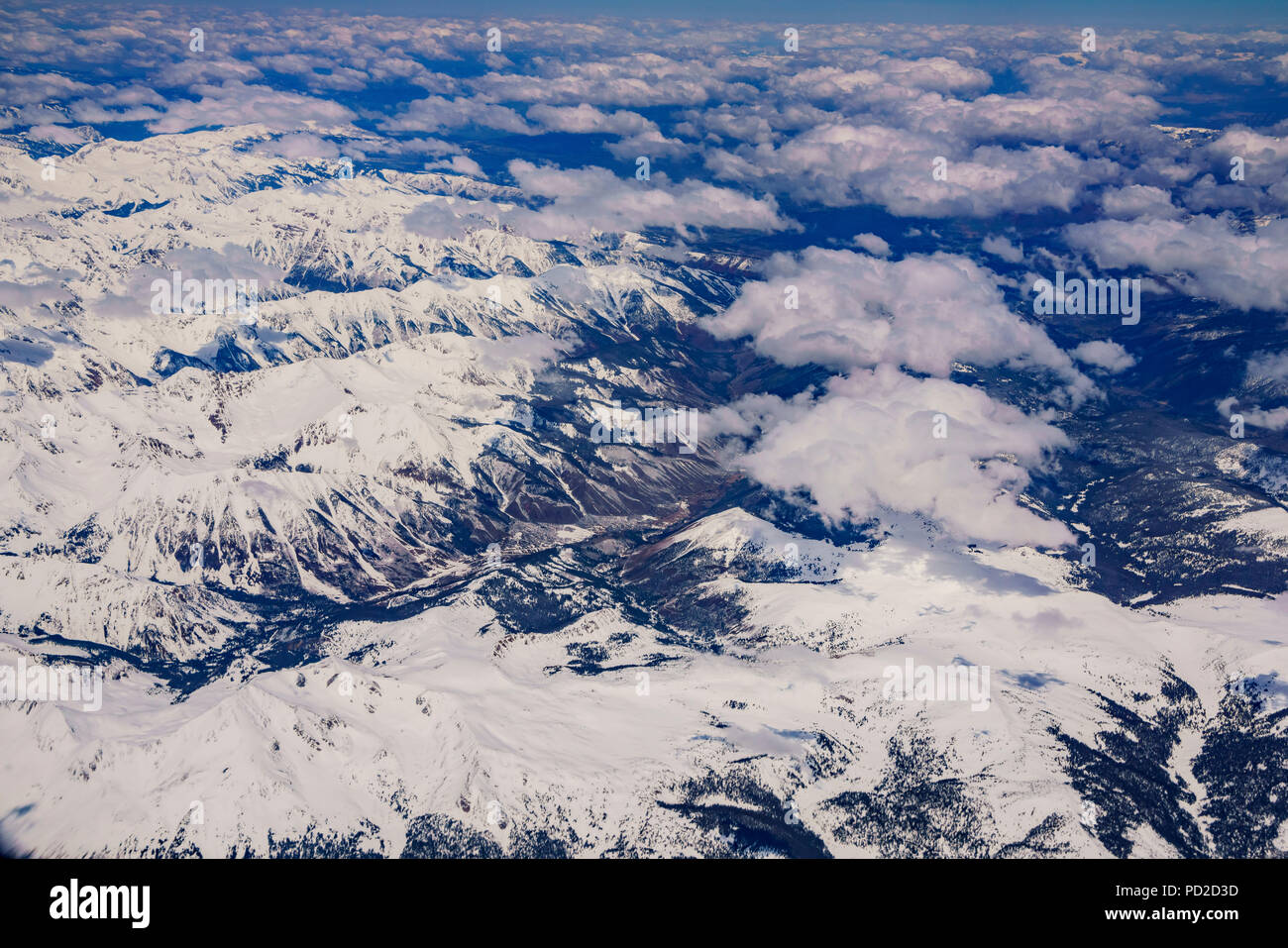 Vista aerea di snowy italiano montagna vicino a Denver, Colorado Foto Stock