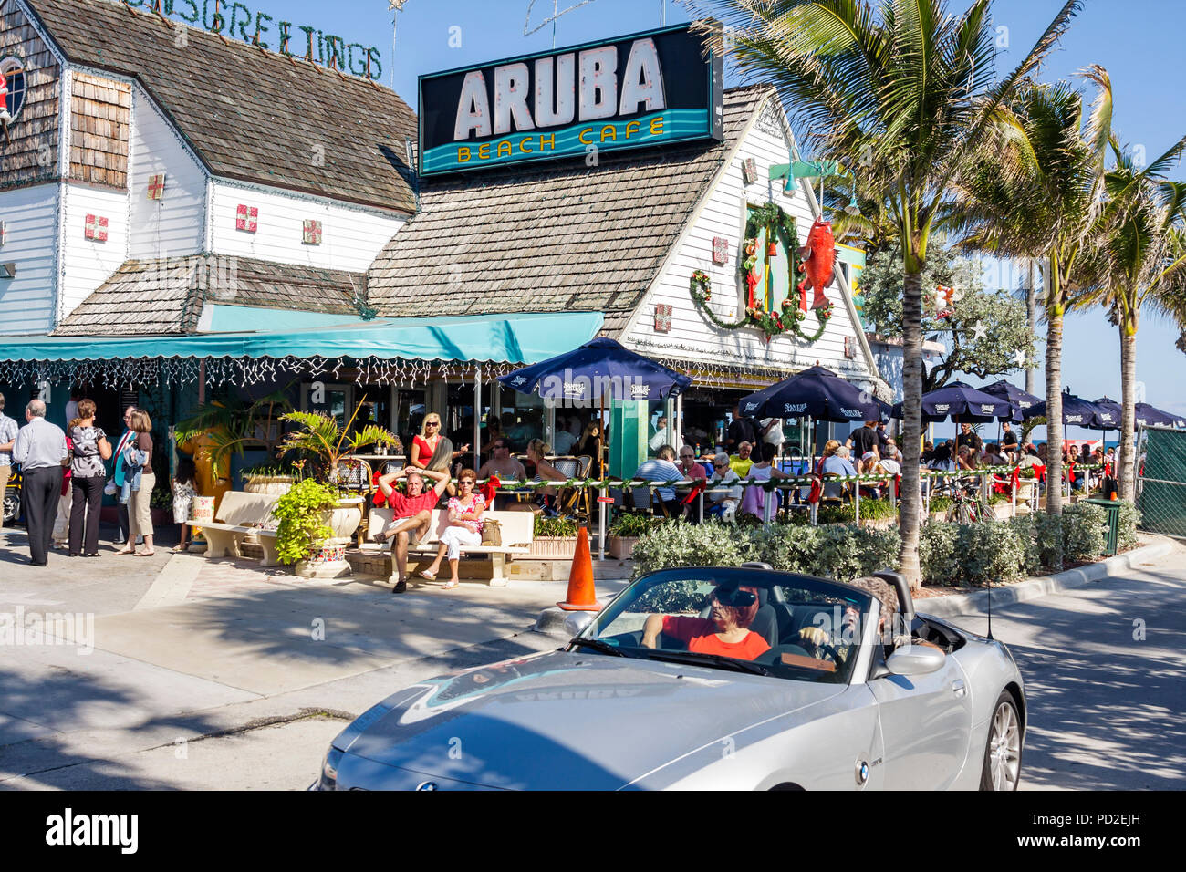 Florida Lauderdale by the Sea Water, Aruba Beach Cafe, ristorante ristoranti cibo mangiare fuori caffè caffè bistrot, cibo, mangiare fuori, servizio, mangiare Foto Stock