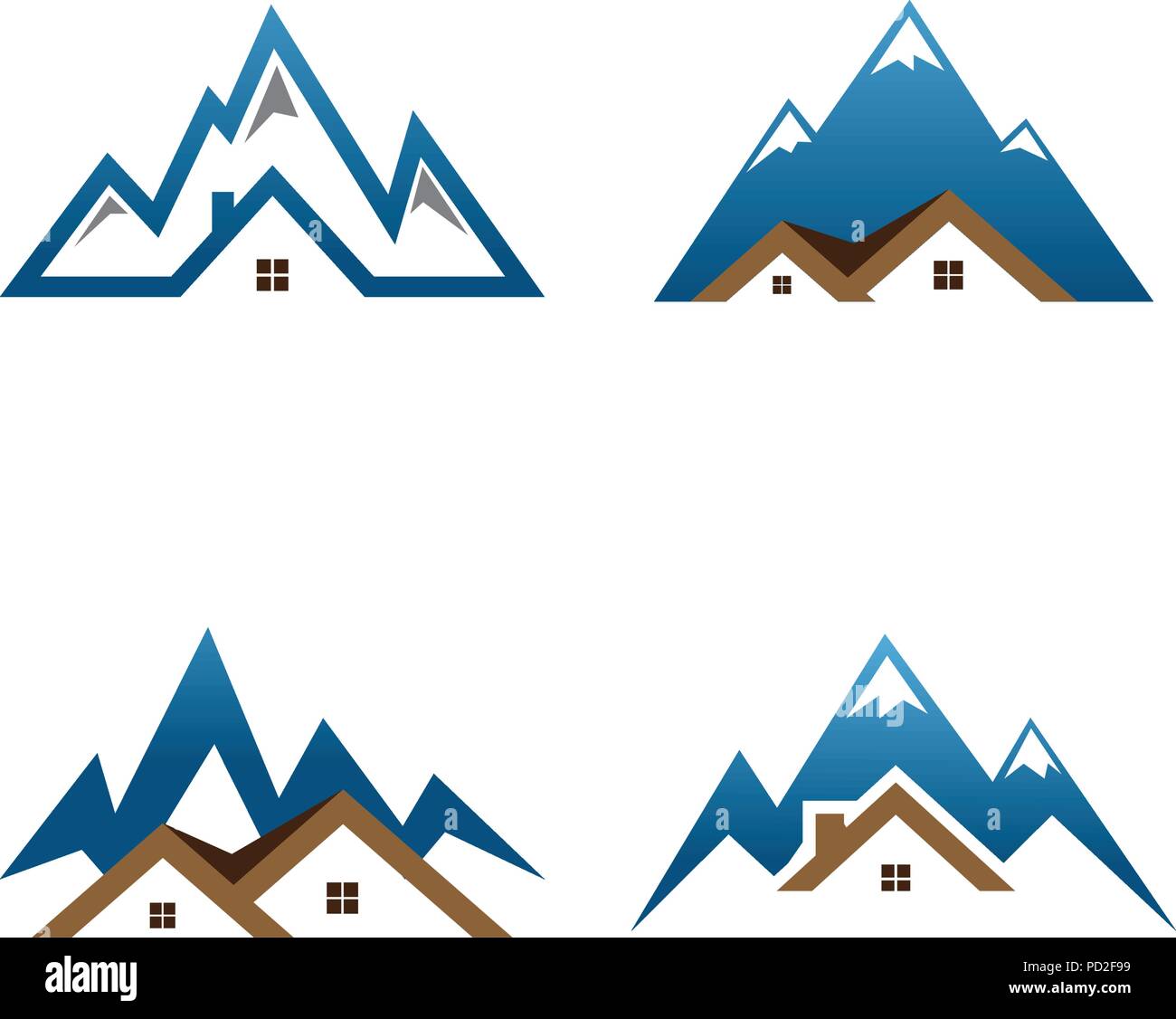 Immobili casa montagna logo vettore modello Illustrazione Vettoriale