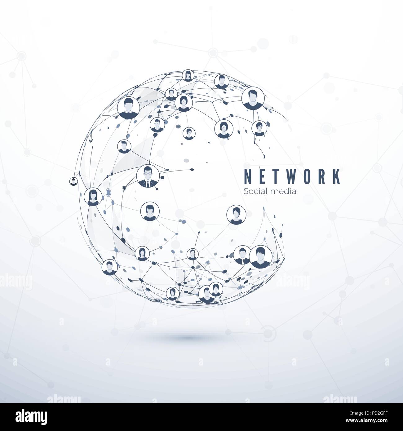 Rete globale di connessione. Social media. World Wide Web concept. Global business partnership. Illustrazione Vettoriale Illustrazione Vettoriale